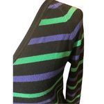 Xxi Womens Cardigan Sweater Stripe Long Sleeve Button Front V Neck Blue Large Photo 5