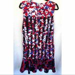 Peter Pilotto Floral Print Red, White & Blue Sleeveless Midi Dress Size Medium Photo 4