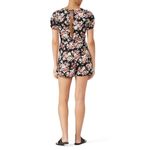 Louna Puff Sleeve Romper Women's Medium Black Floral V Photo 1