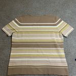Vintage Alfred Dunner Medium Earth Tones Striped Knit Short Sleeve Shirt Brown Photo 3