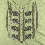 Natural Reflections ‎ Shirt Womens XL Green Embroidered Boho Beaded Scoop Neck Photo 1