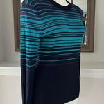Hugo Boss Striped Sweater Knit Metallic Blue Navy Size S Photo 2
