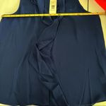 Parker NWT  Sleeveless Blouse Neck Bow Top Navy Size Large Office Work Brunch Photo 8