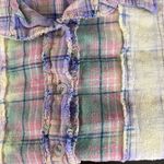 White Birch  Black Label Women's Faded Pastel Short Sleeve Flannel, Fringe Size S Photo 7