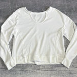 Boutique Waffle Knit White Pullover Top Womens S Exposed Seam Cotton Blend Crop Shirt Photo 0