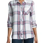 Rails  Women’s Hunter Long Sleeve Plaid Button Down in White/Navy/Red Size S Photo 1