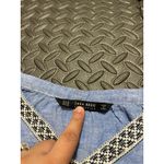 ZARA Tribal Embroidered Chambray Peasant top Linen Blue Long sleeve XS SOLD OUT Photo 5