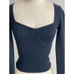 Abercrombie & Fitch Black Knit Bustier Top XS Long Sleeve Sweetheart Neck Y2K Photo 3