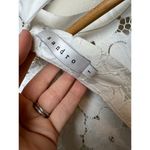 Sandro  Paris White Lace Short Sleeve Top with Black Silk Piping Sz. 1 (US S/4) Photo 6