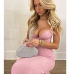 House Of CB  Loren Georgette Mermaid Gown in Pink Size Medium Photo 4