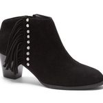 Vionic • Faros Fringed Bootie ankle boot black suede heeled studded orthotic Photo 0