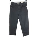 Everlane The Way-High Jean Raw Hem Straight Leg Stretch Coal Black Size 34 Crop Photo 6