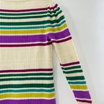 Free People Gidget Ivory Striped Long Sleeve V-Neck Knit Sweater Dress Size M Photo 14