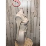 White Ribbed Button Front Long Sleeve Crop Top Size S White Photo 6