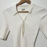 Abercrombie & Fitch  Knit Ribbed Hook-and-Eye Short-Sleeve Bodysuit Size Medium Photo 3