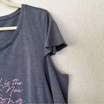 Livi Active “Pink is the New Strong” Gray Cold Shoulder Sweatshirt Size 18 Photo 3