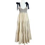 Free People Dainty Coquette Cottage Bluebell Solid Maxi Dress Sand Neutral Small Photo 5