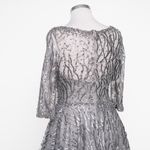 Mac Duggal  -  Silver High Neck Above Elbow Sleeve Embellished A Line Dress Photo 13