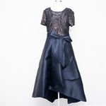R&M Richards – Sequin & Satin Mother of the Bride Midi Gown Blue Size 16 Photo 1