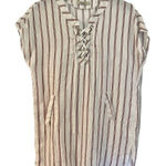 Viola Borghi made in Italy striped lace up tunic coverup White Size L Photo 0