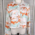 BLUSH MARK Cropped Button Down Lightweight Long Sleeve-Large Photo 0