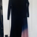 Dalia Collection Dalia MacPhee Black Pullover Midi Ribbed Sweater Dress Pleated Ombre Size 2X Photo 1