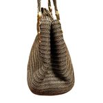 Eric Javits Purse Shenia Squishee Brown Gold Metallic Woven Tote Bag Fall Photo 3