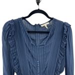 Maje Istra Ruffled Crepe Playsuit Romper Long Sleeve Pinstripe Blue Size 34 XS Photo 2