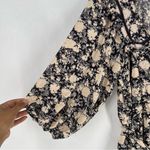 LC Lauren Conrad  Womens Size L Black‎ Floral Ruffle Chiffon Collared Shirt Dress Photo 4
