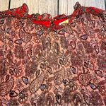 Boden Ruffle Open Back Blouse Paisley Swing Top Women’s Size 8 Pink Bohemian Red Photo 4
