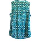 kim rogers Sleeveless Teal Green Blue Floral Paisley Tank Top Blouse Photo 4
