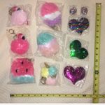 Flamingo LAST ONE! Hot Pink Fuzzy Glitter  Pom Pom Keychain Photo 1