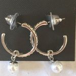 Vince Camuto New  Silver Crystal Hoops w pearl Photo 0