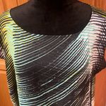Loft Ann Taylor   Multi-Color Abstract Stripe Print Cap Sleeve Blouse Size XL‎ Photo 1