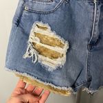 Gold sequin pockets jean shorts size‎ 30 Blue Photo 4