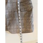 ZARA  Blazer Women's M Plaid Gray Faux Suede Ruched Sleeve Long Line Open Front‎ Photo 9