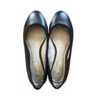 Louise et Cie Lo-Caynlee Smooth Black Leather Ballet Flats Ruffled Edges 8.5M Photo 1