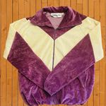 Adolfo Sport Vintage Women’s Size Small Velour Track Jacket • Purple & Cream GUC Photo 6