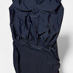 Athleta  Black Tankini Swim Top Ruched Adjustable Blousy Modest Underwire 34DD/D Photo 0