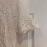 ZARA  White Eyelet Embroidered Button Front Short Sleeve Babydoll Tee Photo 4
