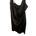 Topshop  black satin wrap front tie  mini slip dress Photo 4