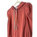 Evereve Tyra Puff Sleeve Hoodie Rust Coral L Cotton Blend Cozy Casual Photo 5