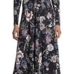 AFRM X NORDSTROM Delilah Dark Floral Cut Out Back Midi Dress Size XS Black Photo 0
