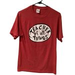 Port and Company Red 'Teacher of All Things' Short Sleeve Tee Size S Photo 3