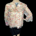 Angie Cottage Floral Blouse Pink Top Lace Bell Sleeve Blouse Women’s Small Shirt Photo 4