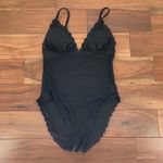 J.Crew Scalloped One Piece Swimsuit Black Size Medium BF041 Photo 2