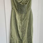 Reformation Green Silk Strapless Dress Photo 6