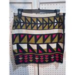 Rachel Roy XL Knit Mini‎ Skirt Geometric Pattern Beige Black Red Casual Tan Size 1X Photo 1