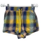 RVCA Shorts Blue Yellow Plaid Pockets Elastic Waist Drawstring Pull On Women XS Photo 0