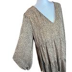 Missguided leopard print long sleeve mini dress NEW tan tiered v-neck fall Photo 2